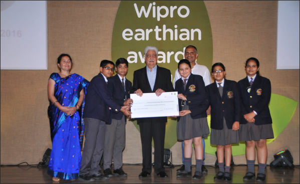 Students of CMS Kanpur Road Campus winning the 'National Earthian Award'. These students include: Durga Mohini, Anjali Tiwari, Tamanna Shahi, Saurabh Yadav, Vishesh Upadhyay who have been honoured by Wipro Limited for their commendable works in 'Water Sustainability and Biodiversity'. They were assisted by Mrs Kavita S. Sahi, teacher of CMS Kanpur Road Campus.